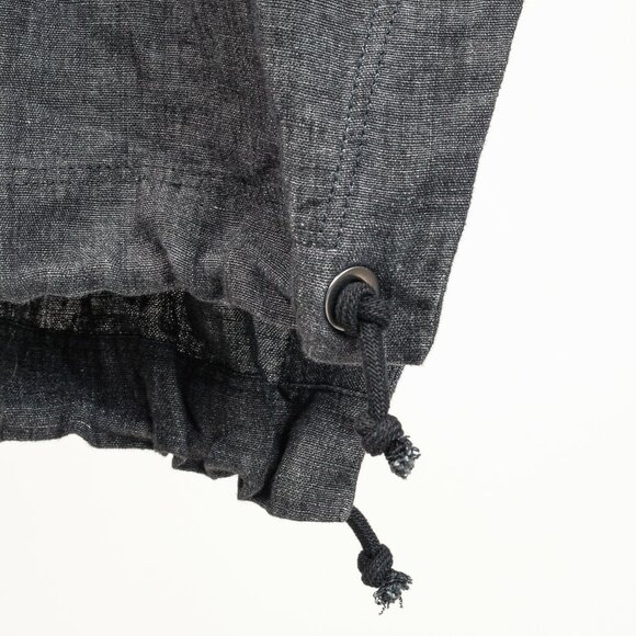 Crea Concept Drawstring Collar & Hem Linen Midi Sleeveless Black Dress - Picture 8 of 9